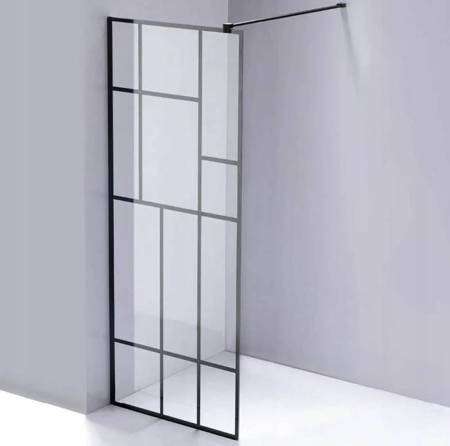 Calbati Ścianka prysznicowa 90 cm asymetryczna kratka szkło 8mm 23179603